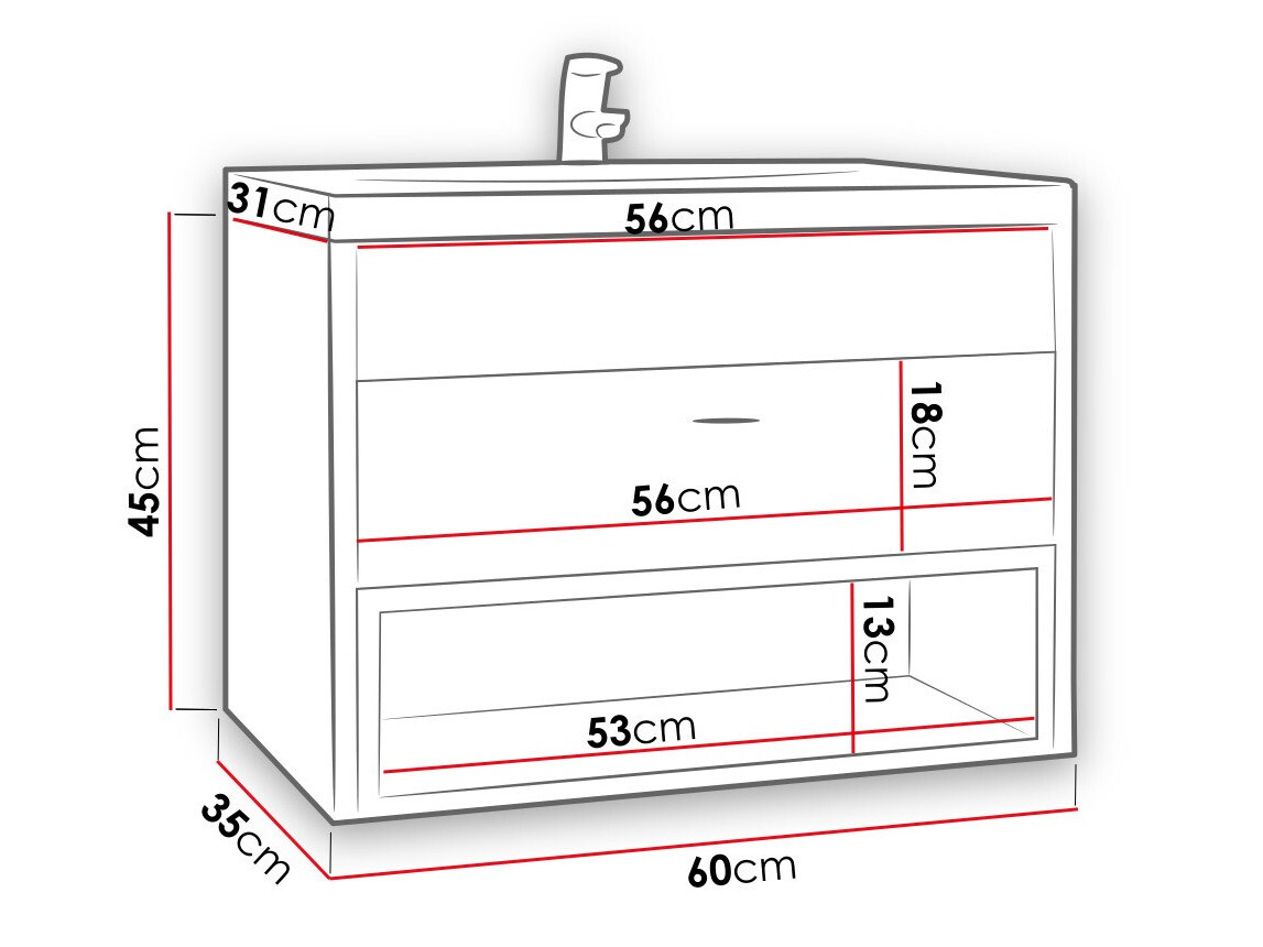 Pakabinama vonios spintelė praustuvui Velum (Artisan ąžuolas + Juoda)