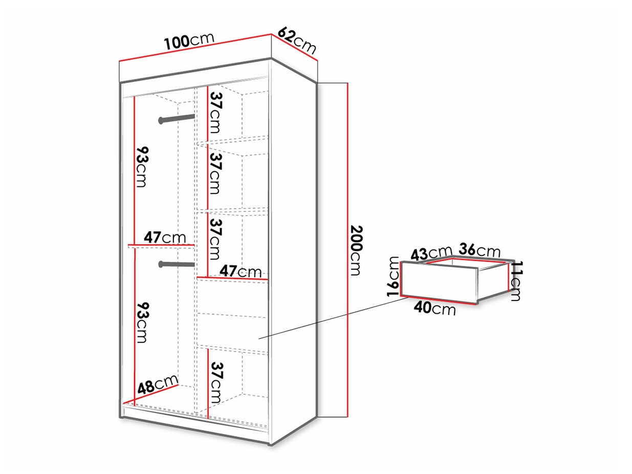 Spinta Hartford 307 (Artisan ąžuolas + Juoda)