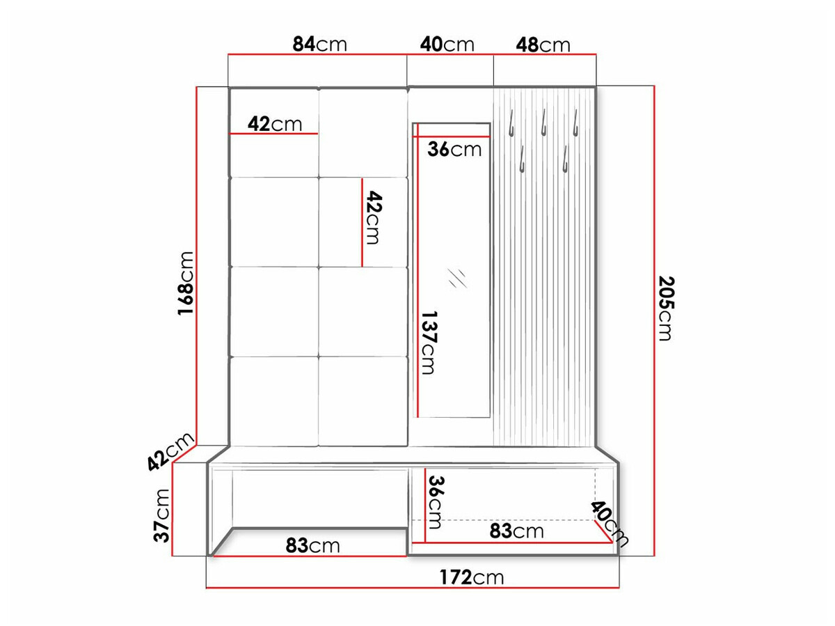 Prieškambario komplektas Fabor (Artisan ąžuolas + Manila 02)