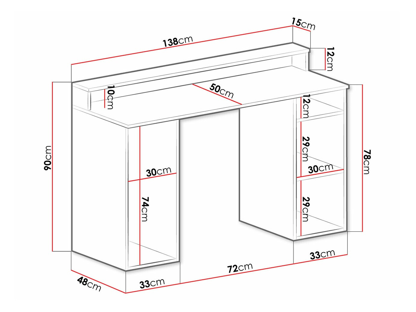 Kompiuterinių žaidimų stalas Lila (Balta)