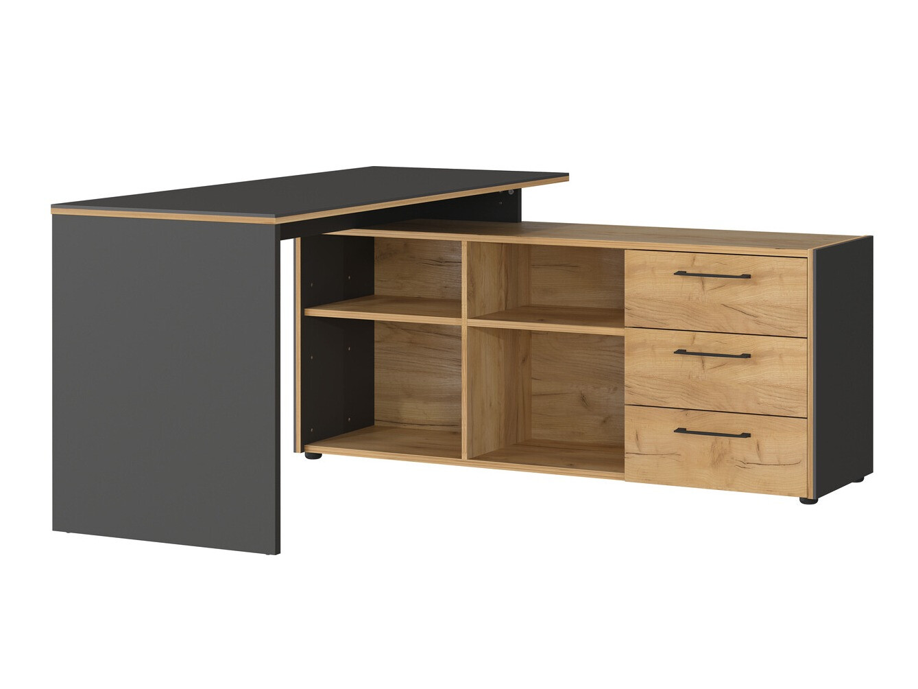 Kampinis darbo stalas Fivcalu 101 (Navarra ąžuolas + Grafitas)