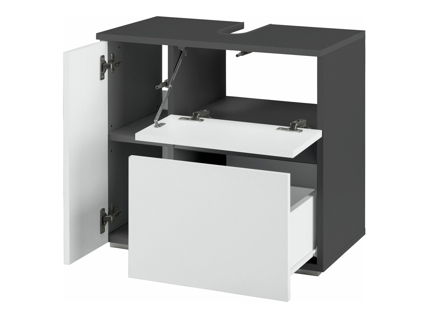 Pastatoma vonios spintelė praustuvui Soncamu 108 (Balta + Antracitas)