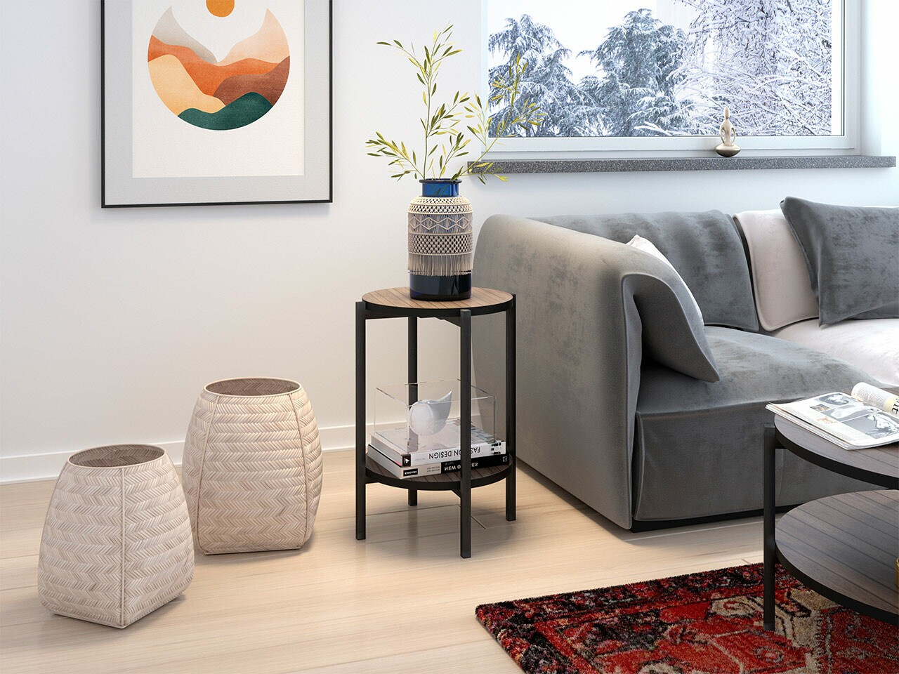 Šoninis staliukas Comfivo Cygnus (Ruda + Juoda)