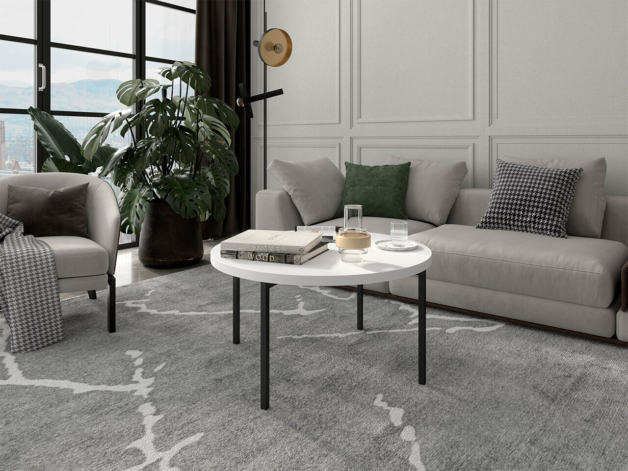 Žurnalinis staliukas Providence 178 (Balta + Juoda)