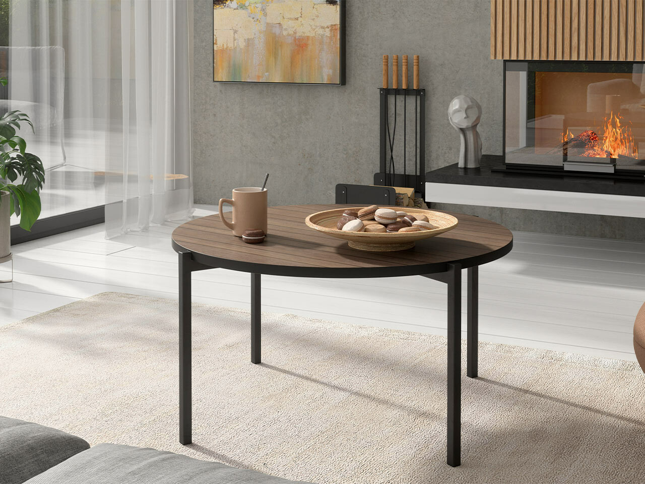 Žurnalinis staliukas Providence 180 (Ruda + Juoda)