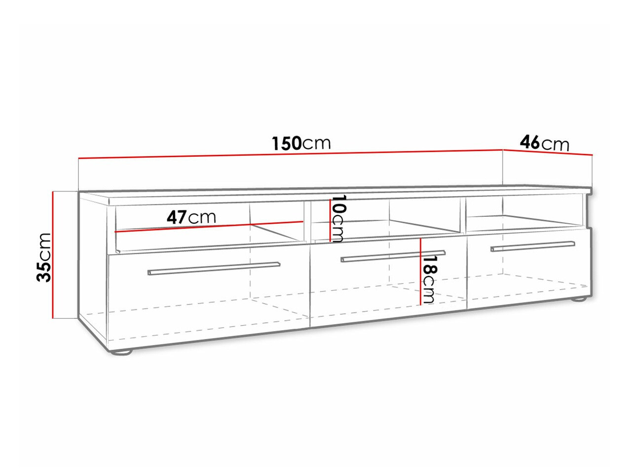TV staliukas Uva I (Balta + Blizgi juoda)