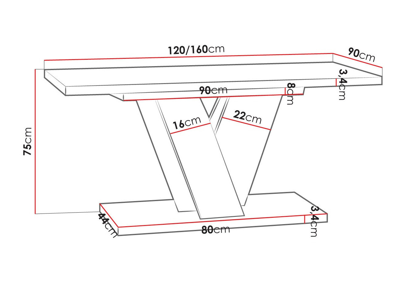 Stalas Goodyear 125 (Artisan ąžuolas + Juoda)