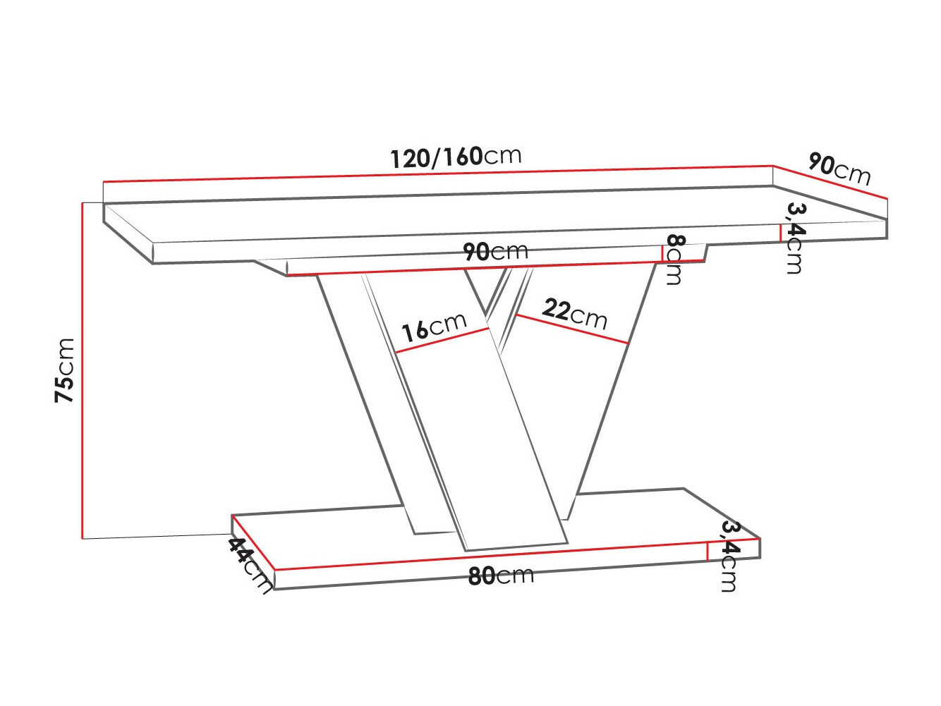 Stalas Goodyear 125 (Blizgi juoda + Betonas)