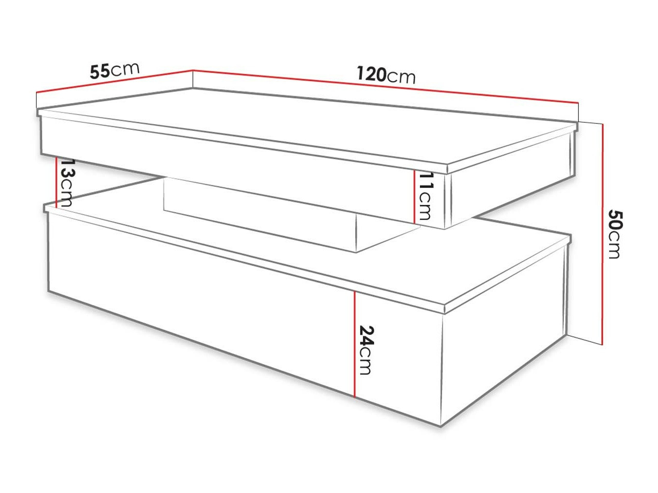 Žurnalinis staliukas Monfero (Balta + Blizgi balta)