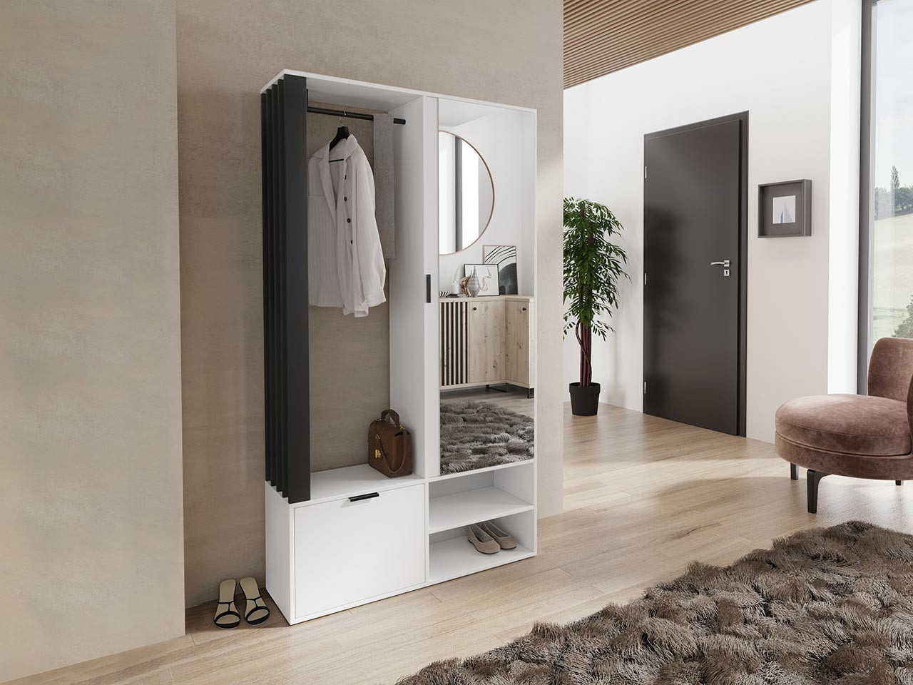 Prieškambario komplektas Vinea (Balta + Juoda)