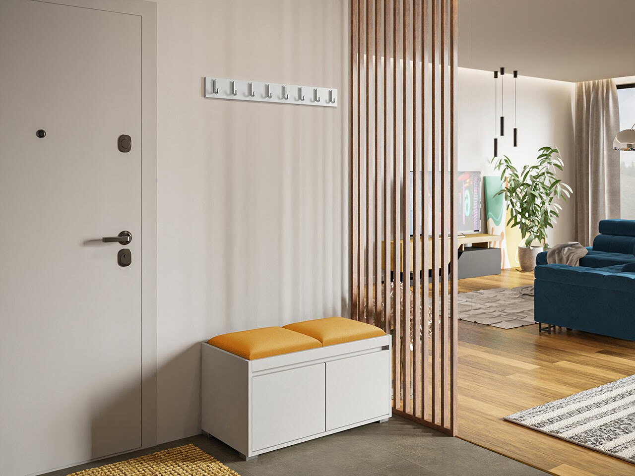 Prieškambario komplektas Comfivo Pinus I (Balta + Manila 32)