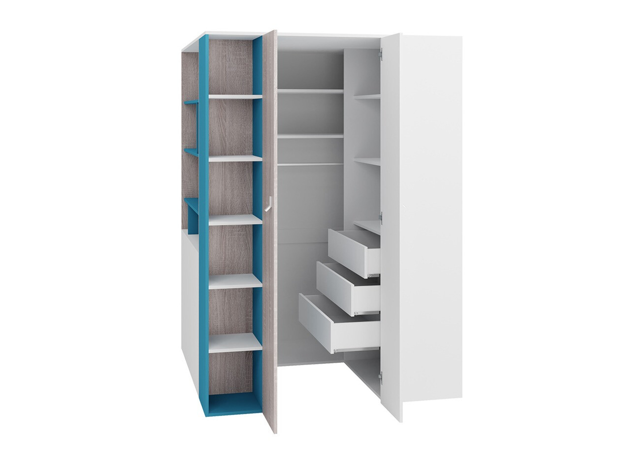 Vaikų kambario komplektas Camteso 115 (Balta + Ąžuolas + Turkis)