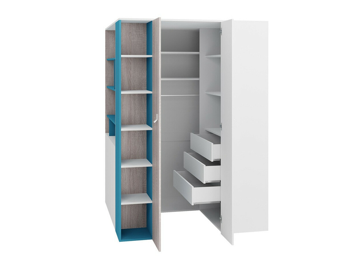 Vaikų kambario komplektas Camteso 115 (Balta + Ąžuolas + Turkis)