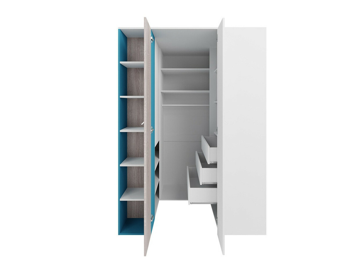 Vaikų kambario komplektas Camteso 115 (Balta + Ąžuolas + Turkis)