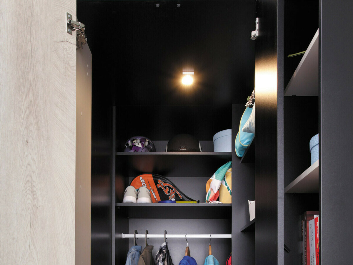 Vaikų kambario komplektas Camteso 115 (Juoda + Ąžuolas + Beige)