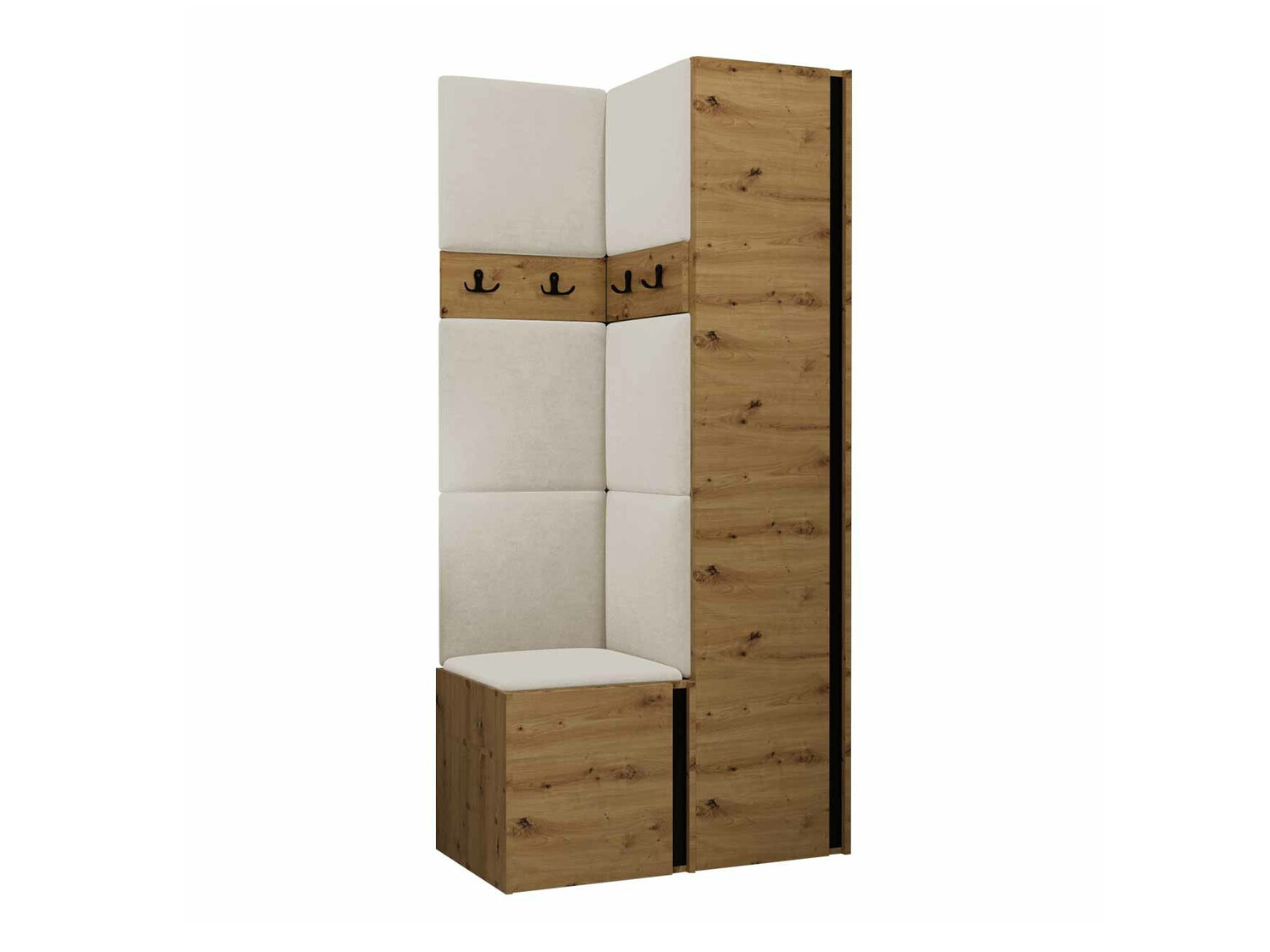 Prieškambario komplektas Pinis XXIV (Artisan ąžuolas + Juoda)