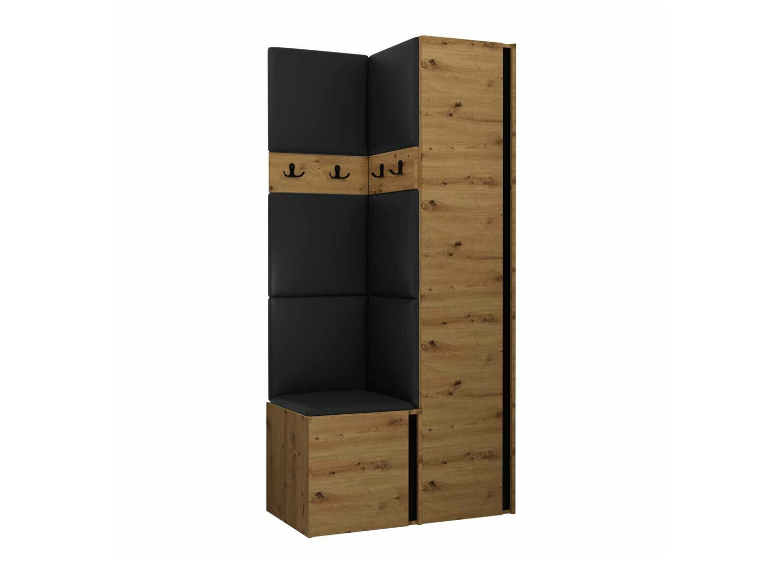 Prieškambario komplektas Pinis XXIV (Artisan ąžuolas + Juoda)