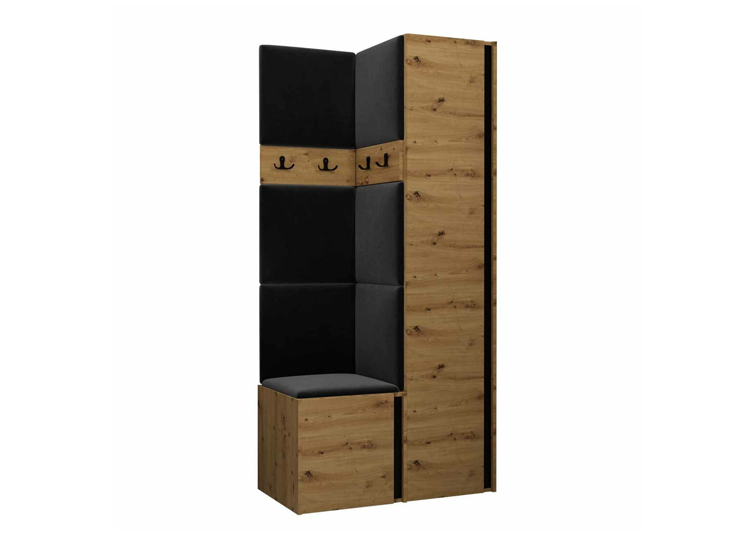Prieškambario komplektas Pinis XXIV (Artisan ąžuolas + Juoda)