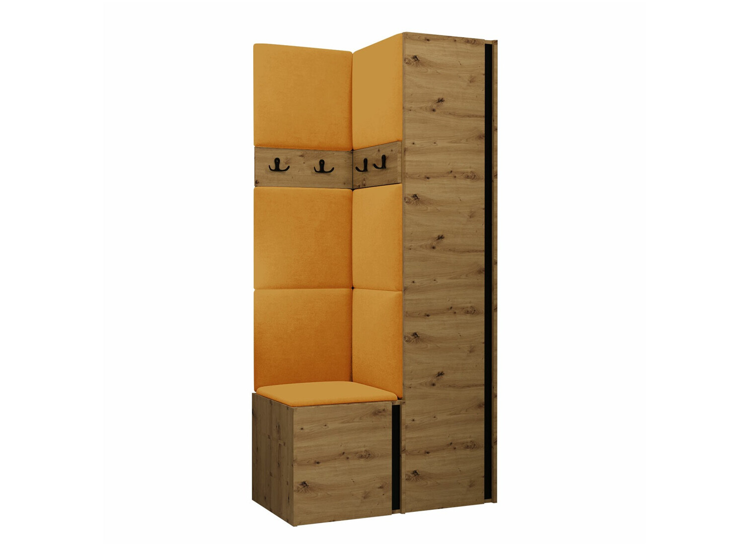 Prieškambario komplektas Pinis XXIV (Artisan ąžuolas + Juoda)