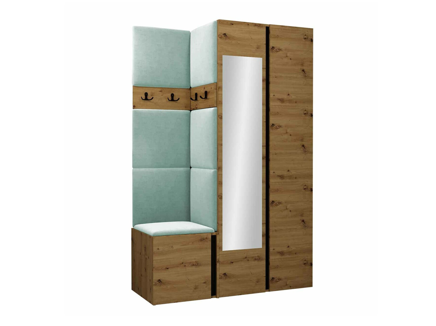 Prieškambario komplektas Pinis XXVI (Artisan ąžuolas + Juoda)