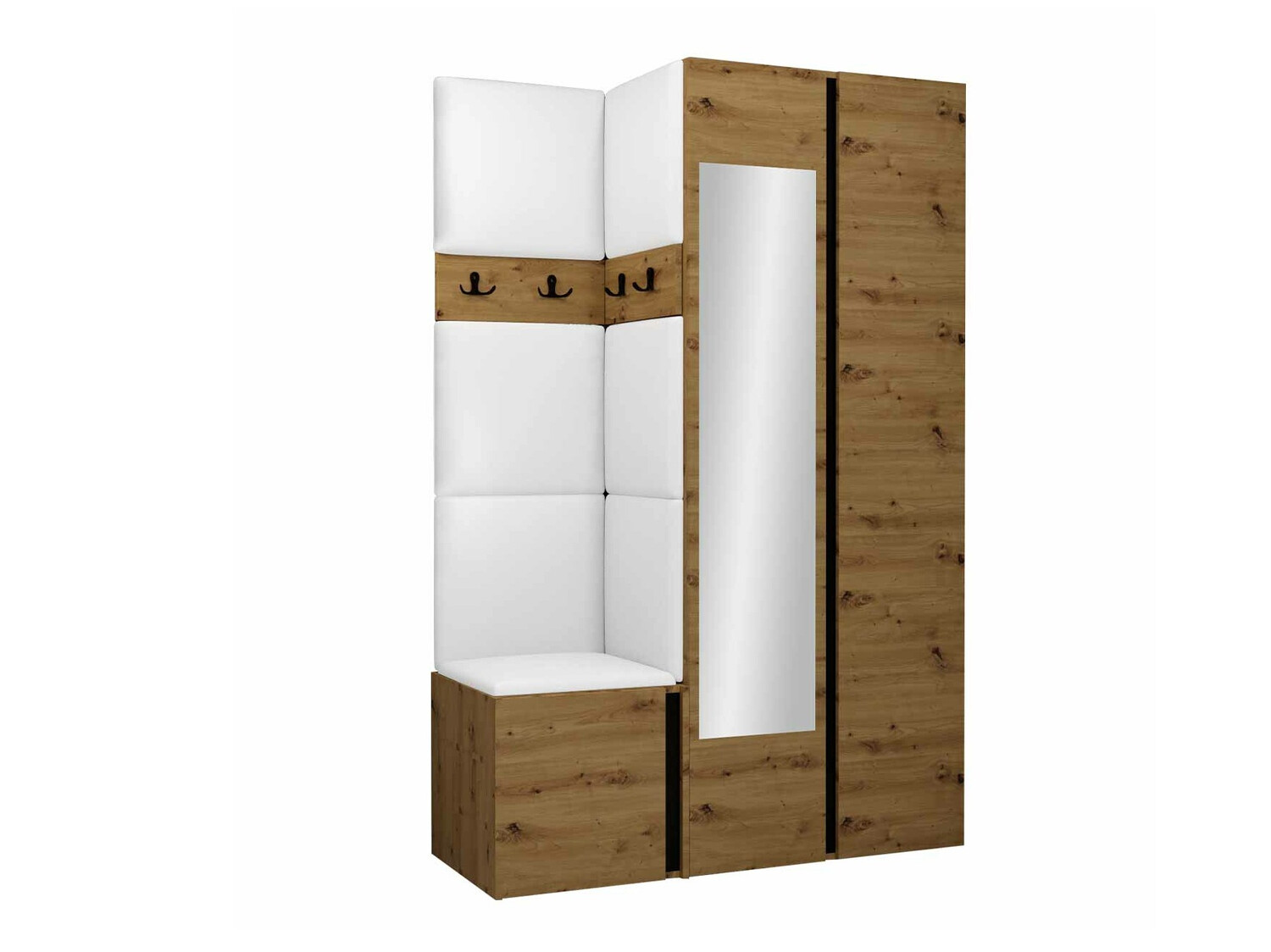 Prieškambario komplektas Pinis XXVI (Artisan ąžuolas + Juoda)