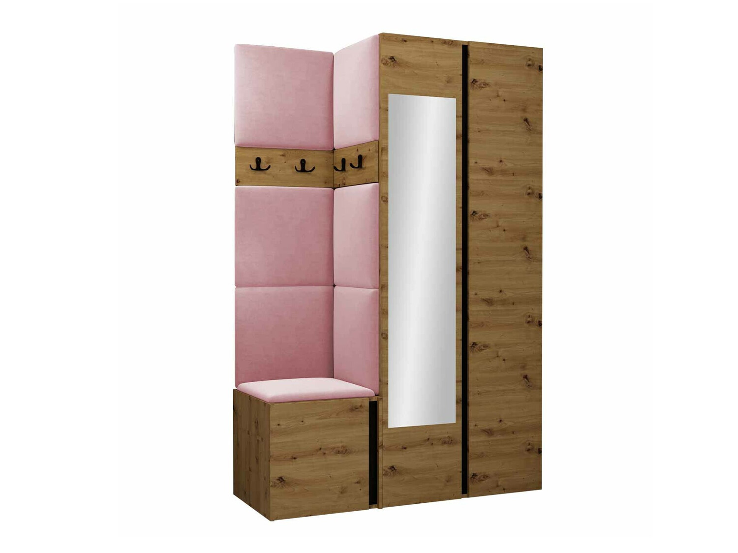 Prieškambario komplektas Pinis XXVI (Artisan ąžuolas + Juoda)