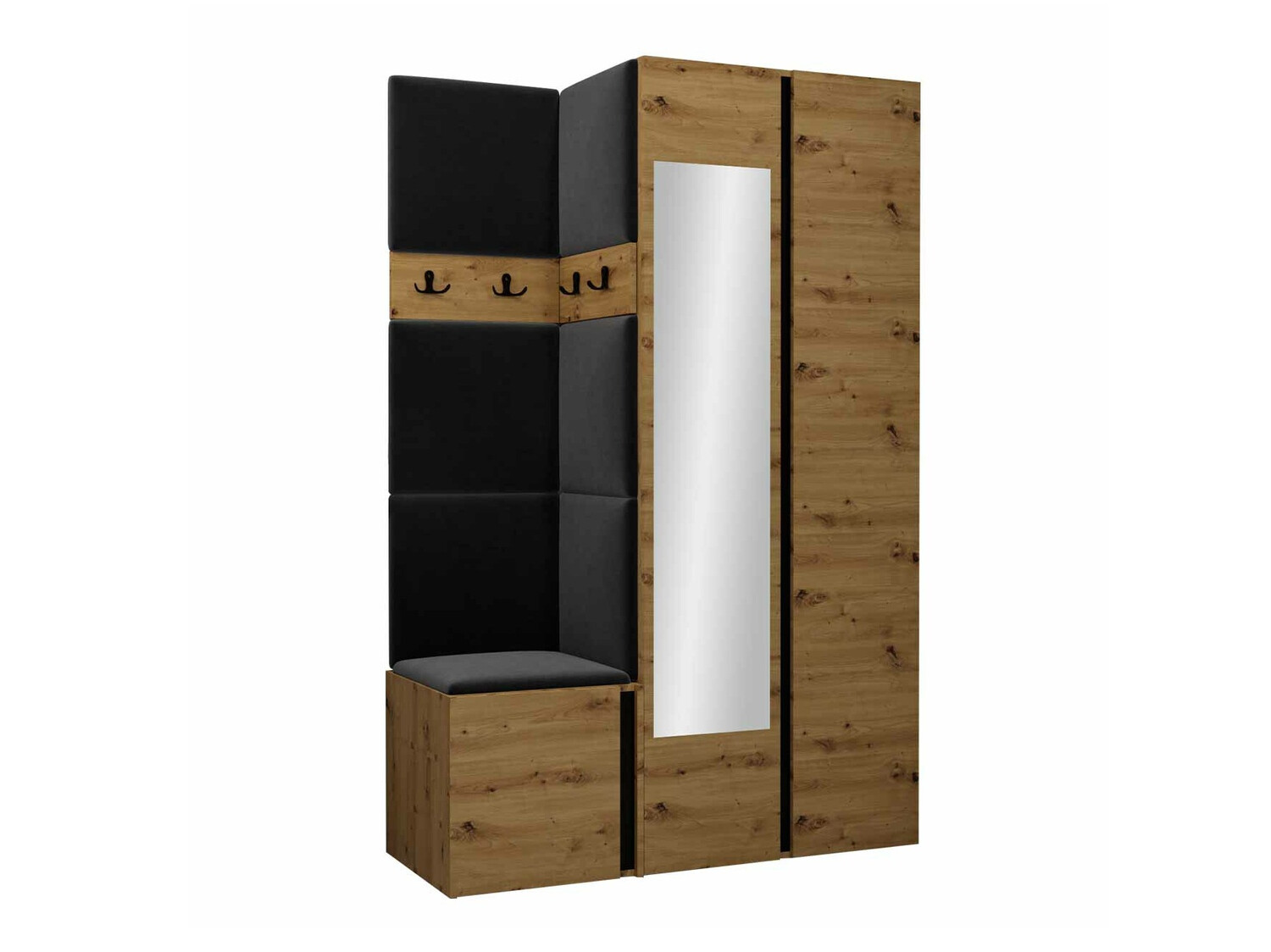 Prieškambario komplektas Pinis XXVI (Artisan ąžuolas + Juoda)