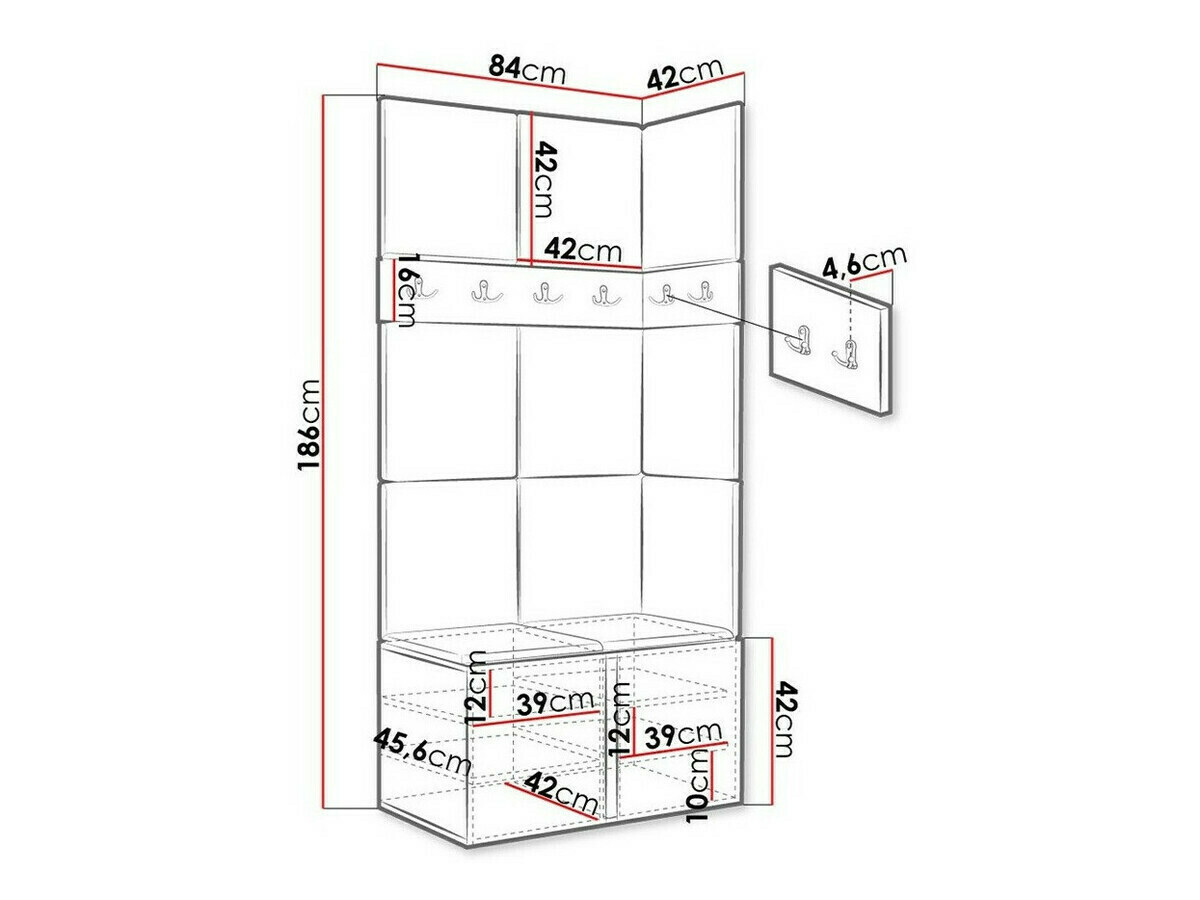 Prieškambario komplektas Hartford 264 (Grafitas)