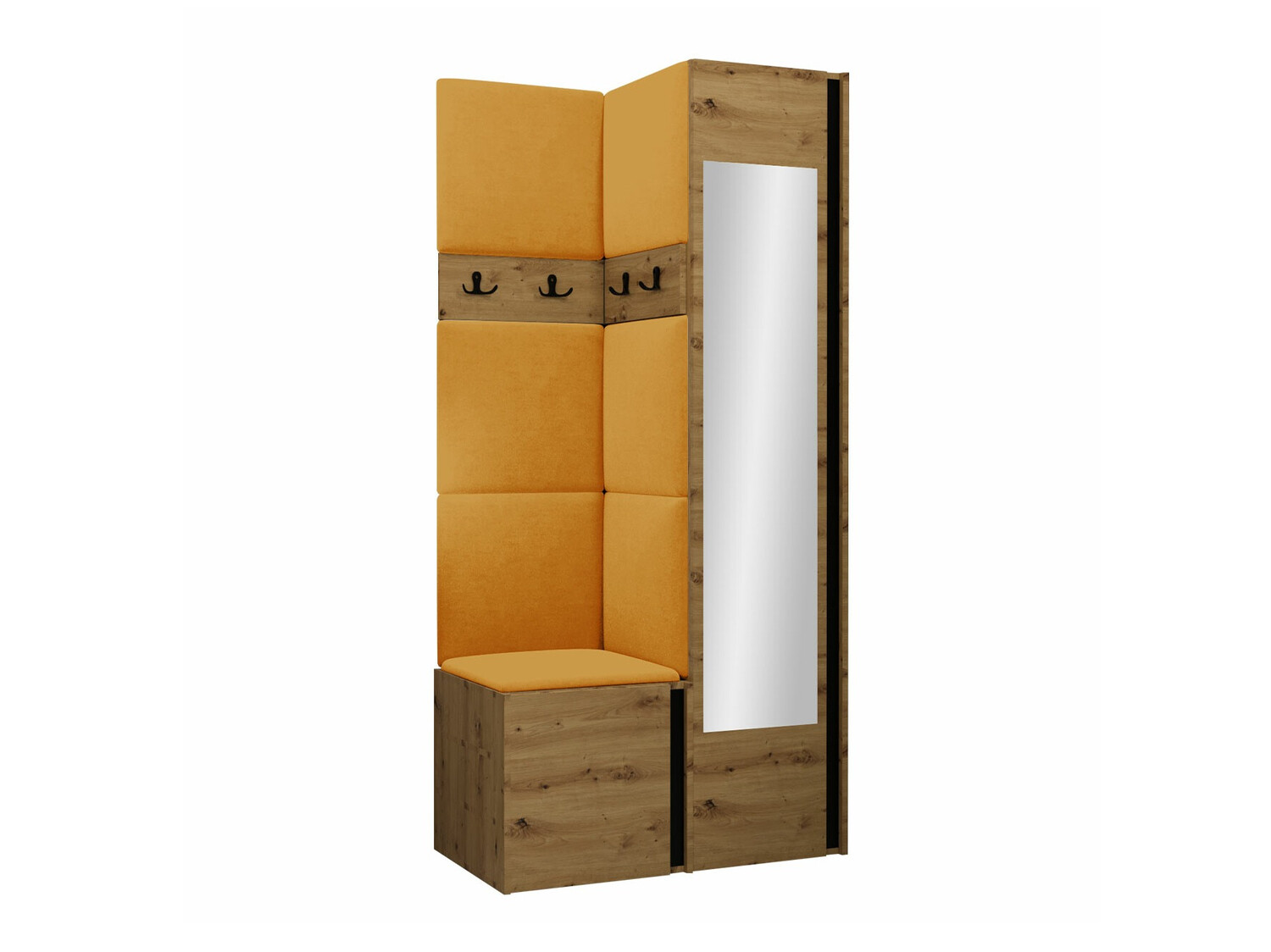 Prieškambario komplektas Pinis XXV (Artisan ąžuolas + Juoda)