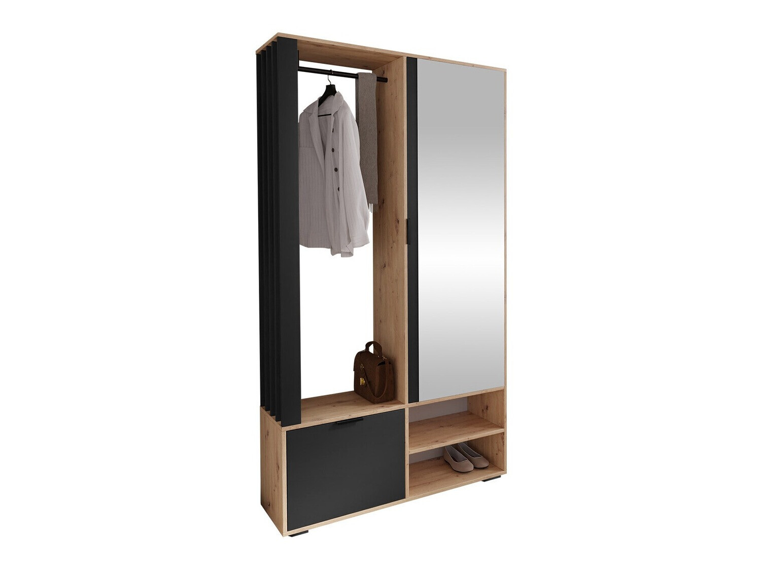 Prieškambario komplektas Vinea (Artisan ąžuolas + Juoda)