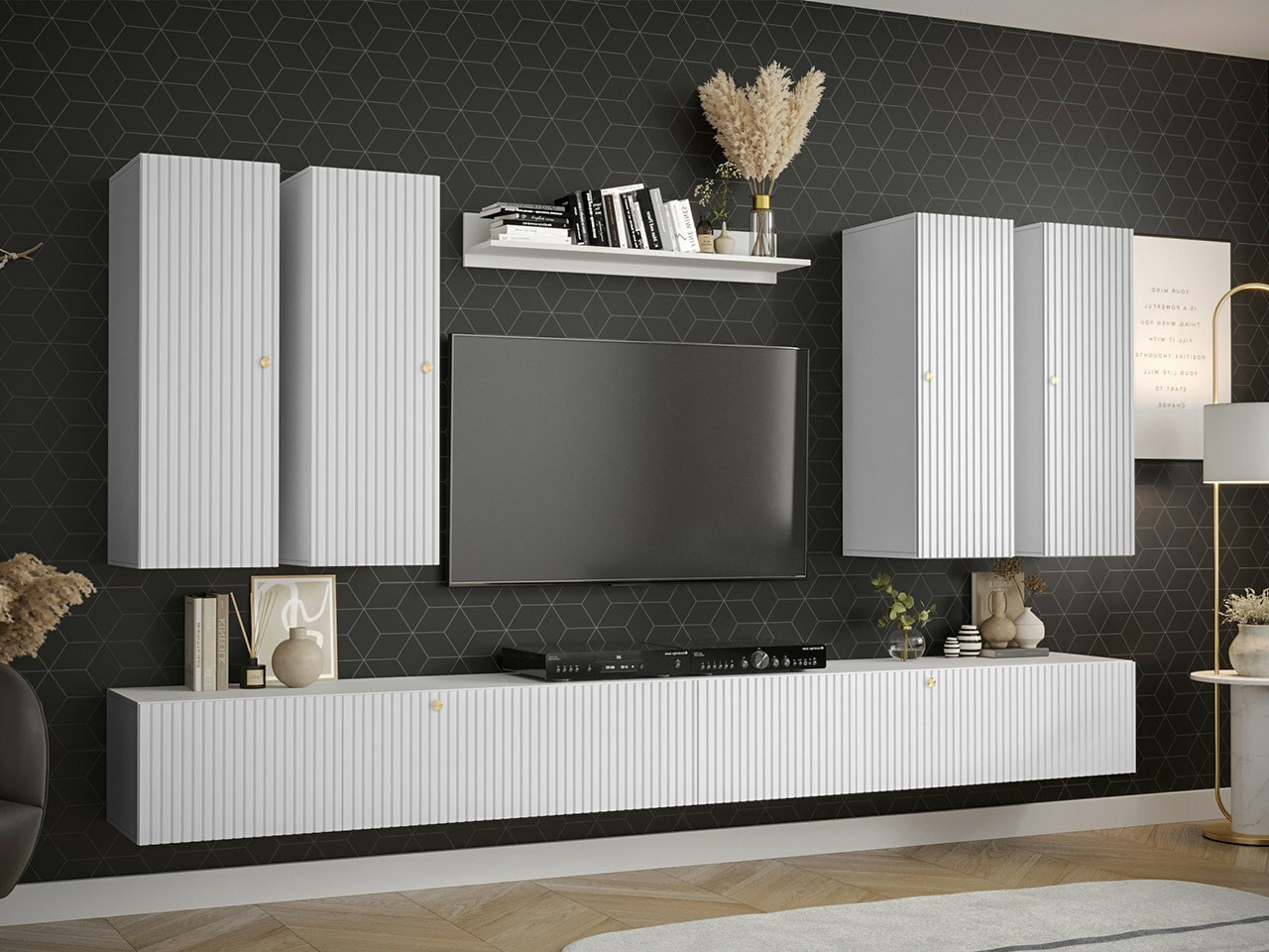 Svetainės komplektas Elblaru 110 (Balta)