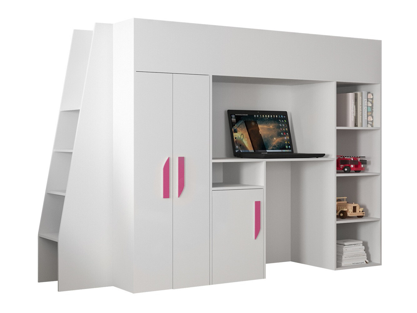 Aukšta lova Hartford 355 (Balta + Blizgi balta + Rožinė)