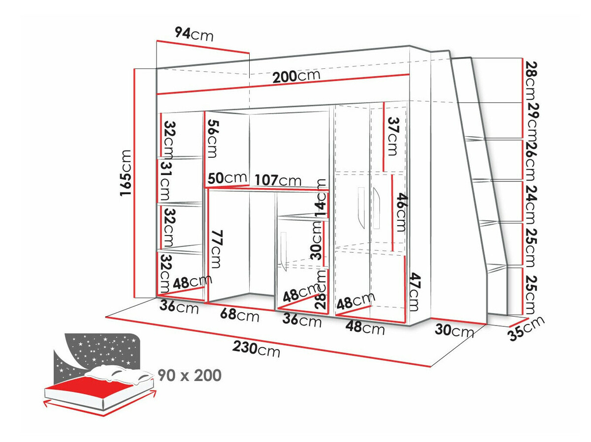 Aukšta lova Hartford 355 (Balta + Blizgi rožinė + Blizgi balta)
