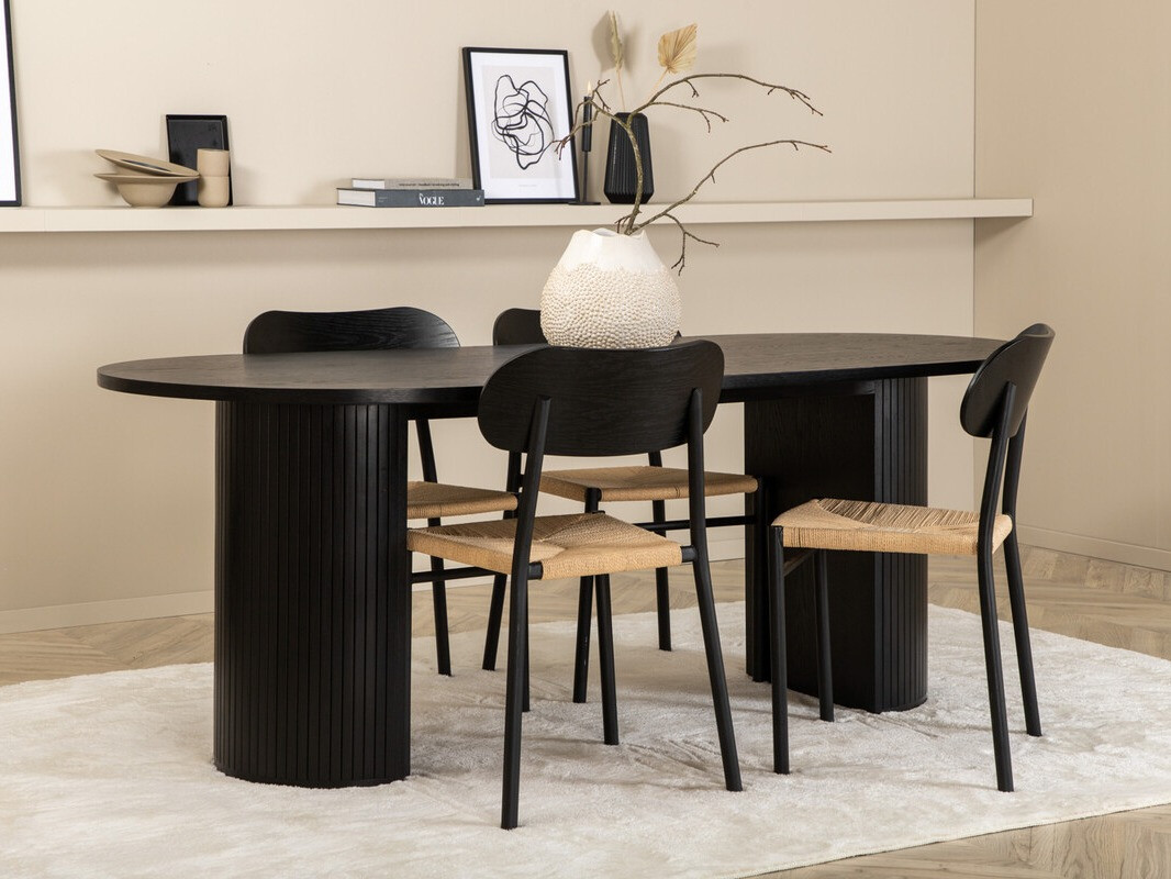 Valgomojo komplektas Dallas 3314 (Juoda + Šviesi ruda)