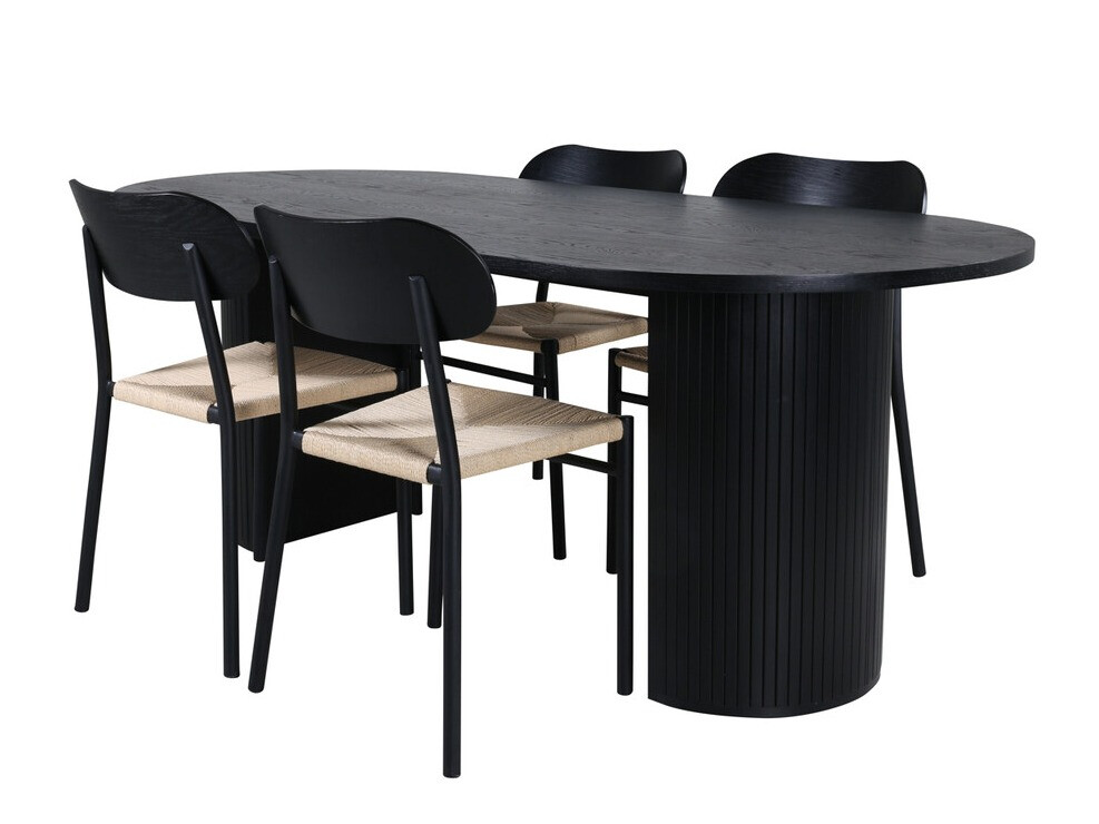 Valgomojo komplektas Dallas 3314 (Juoda + Šviesi ruda)