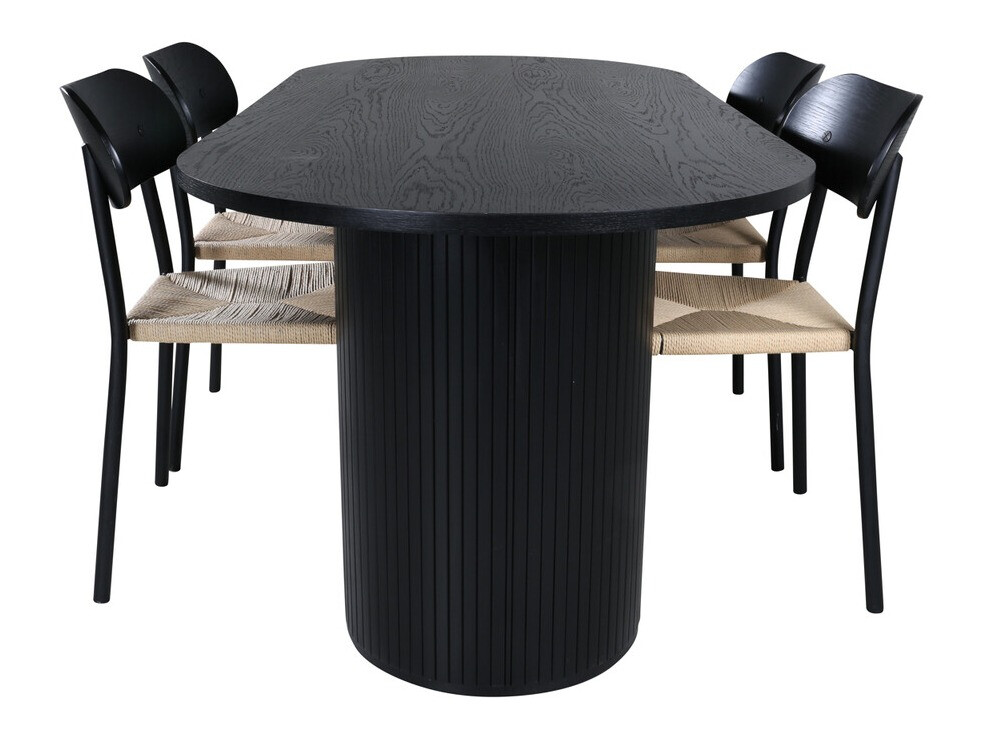 Valgomojo komplektas Dallas 3314 (Juoda + Šviesi ruda)