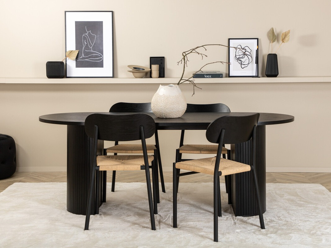 Valgomojo komplektas Dallas 3314 (Juoda + Šviesi ruda)