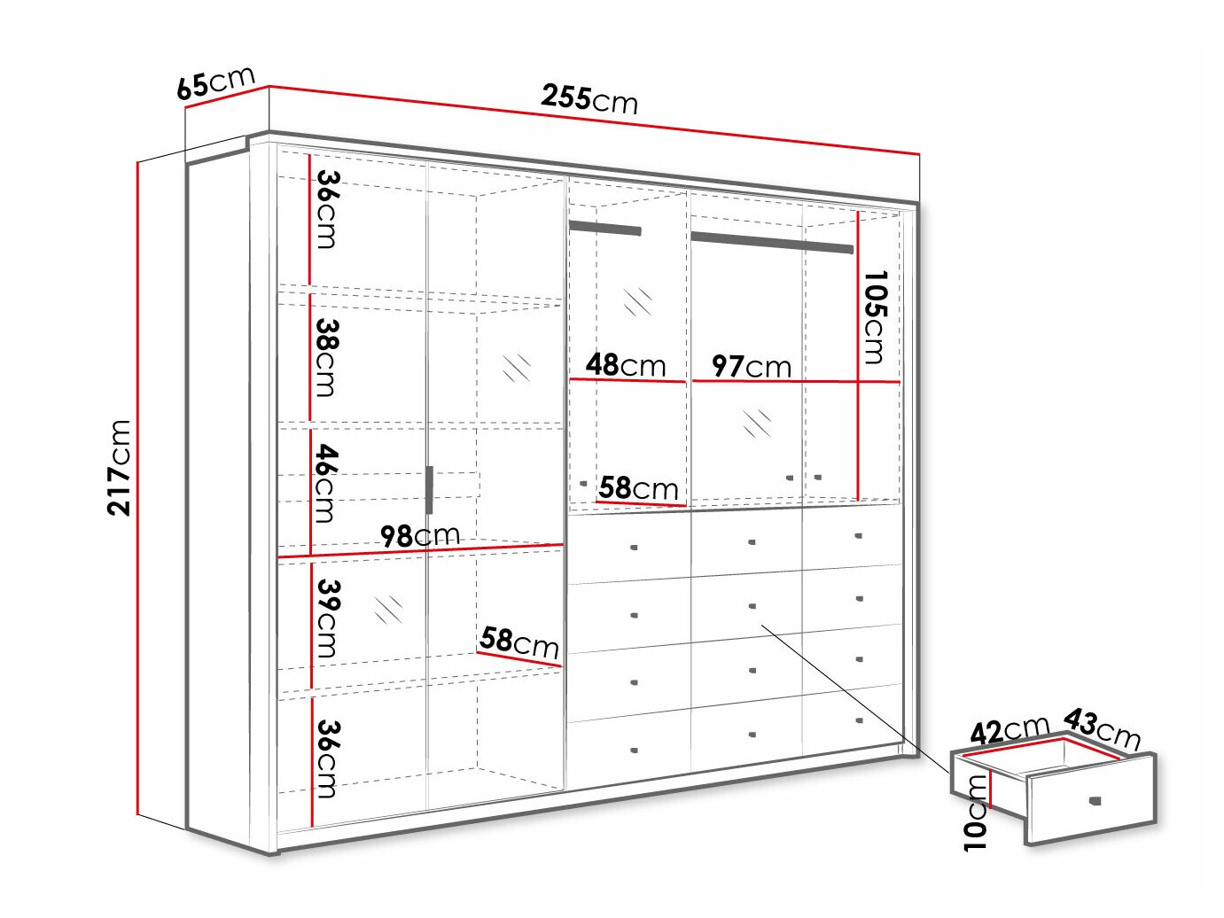 Spinta Honolulu 155 (Blizgi balta + Artisan ąžuolas)