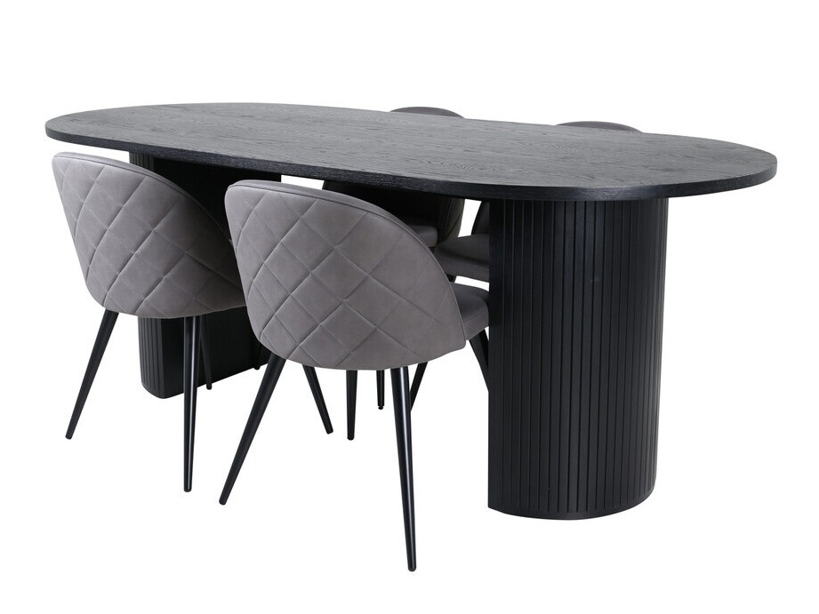 Valgomojo komplektas Dallas 3321 (Juoda + Pilka)