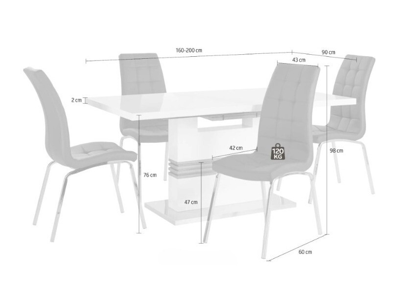 Valgomojo komplektas Denton 1111 (Pilka)