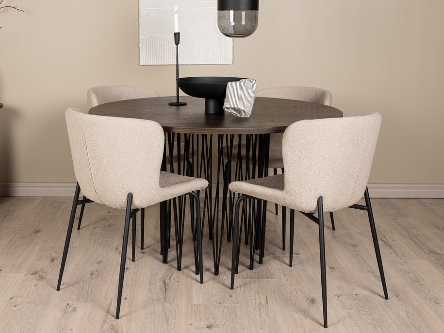 Valgomojo komplektas Dallas 3379 (Smėlinė + Juoda)