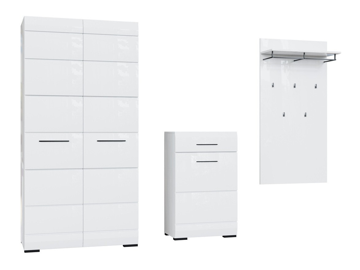 Prieškambario komplektas Boston 691 (Balta + Blizgi balta)