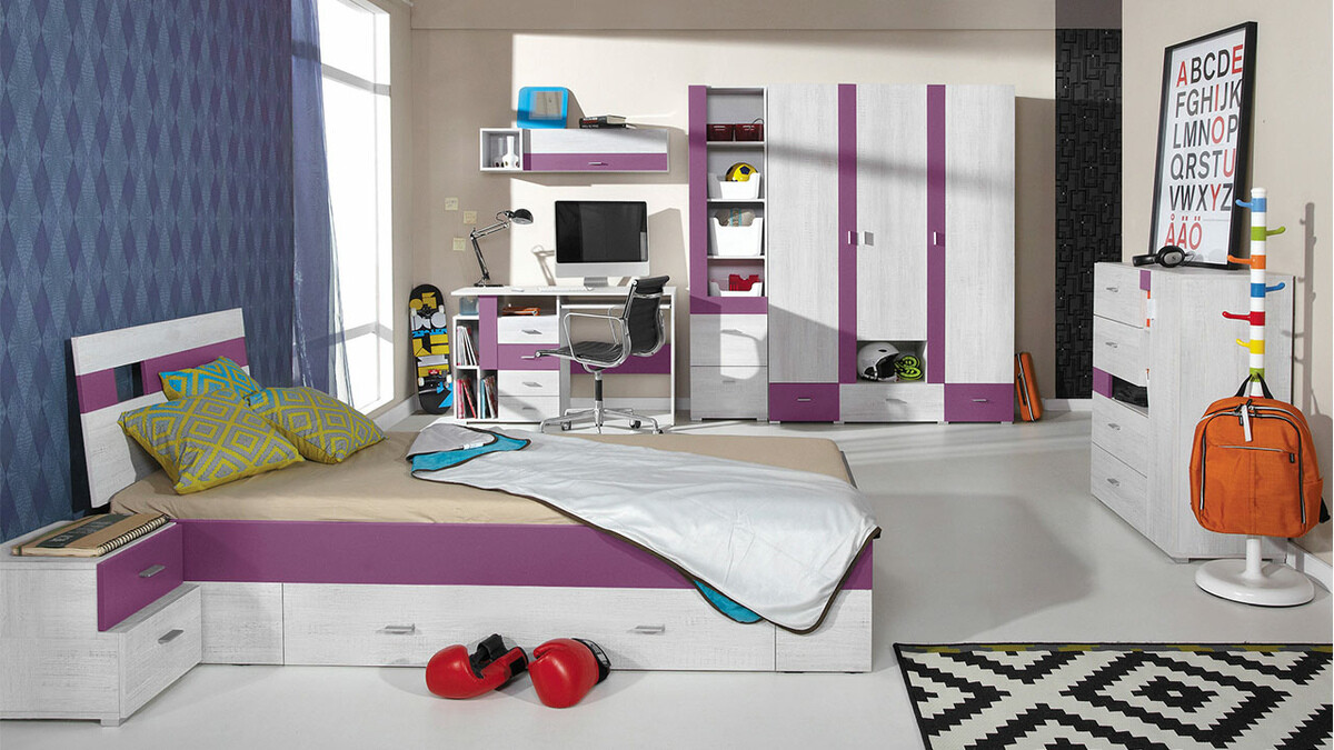 Lova Omaha D139 (Balinta pušis + Violetinė)