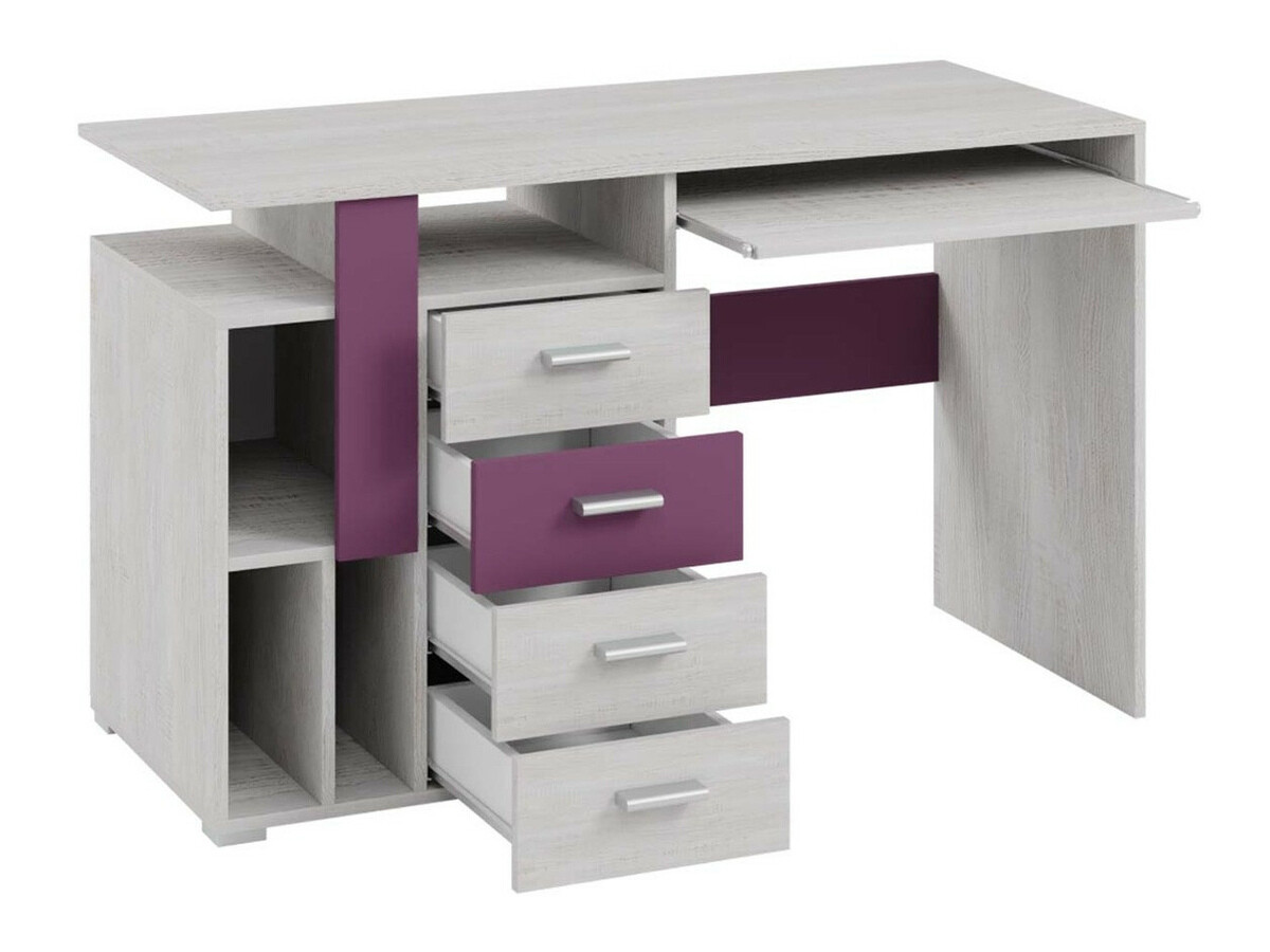 Vaikų kambario komplektas Omaha D142 (Violetinė + Balinta pušis)