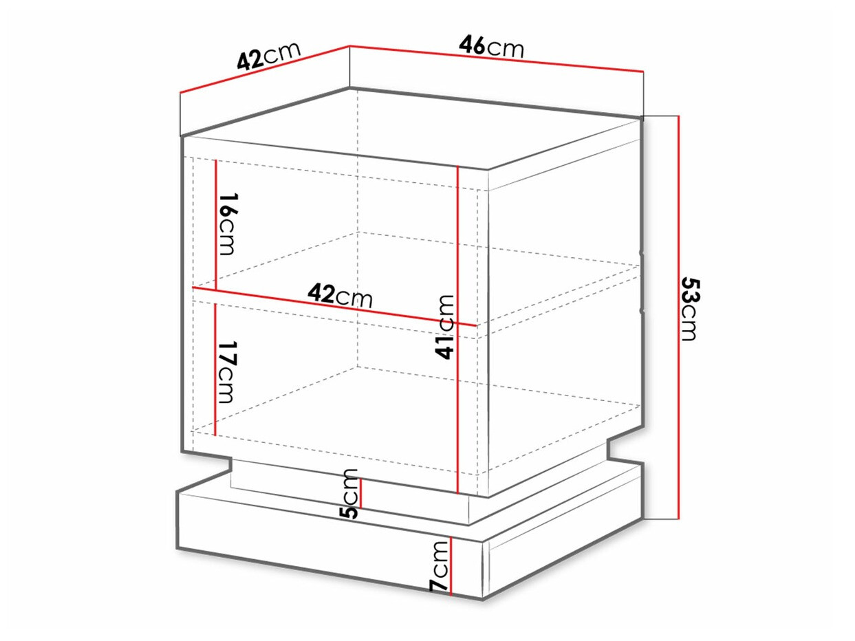 Naktinių staliukų komplektas Linar (Balta + Blizgi balta)