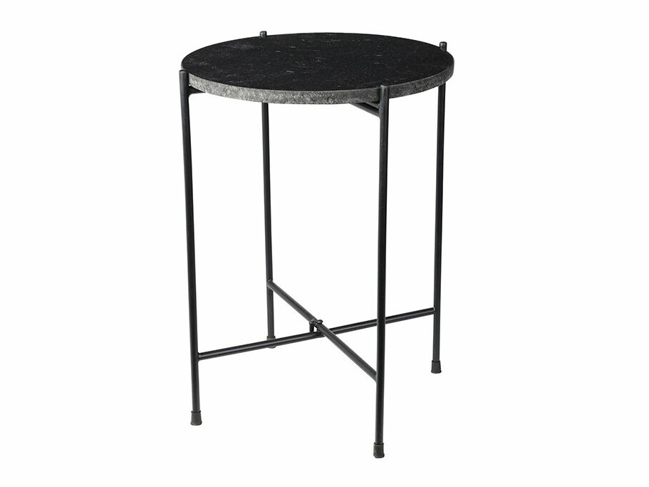 Šoninis staliukas Comfivo 224 (Juodas marmuras + Juoda)