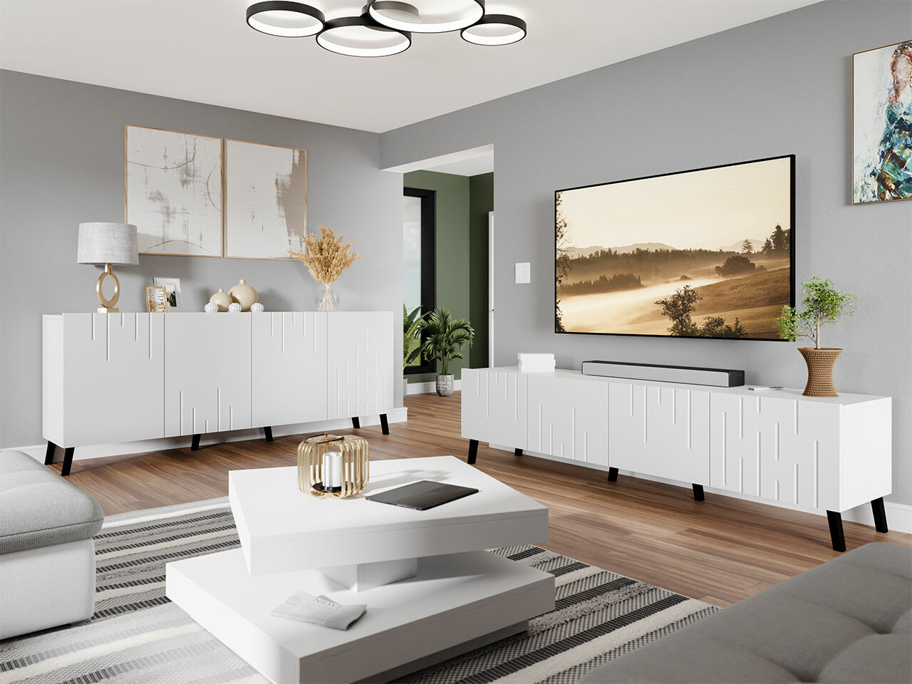 Svetainės komplektas Charlotte 212 (Balta)