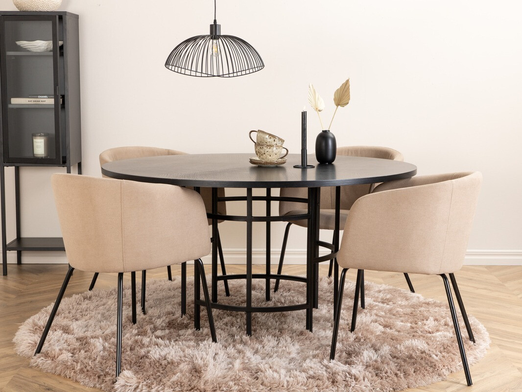 Valgomojo komplektas Dallas 2381 (Juoda + Smėlinė)