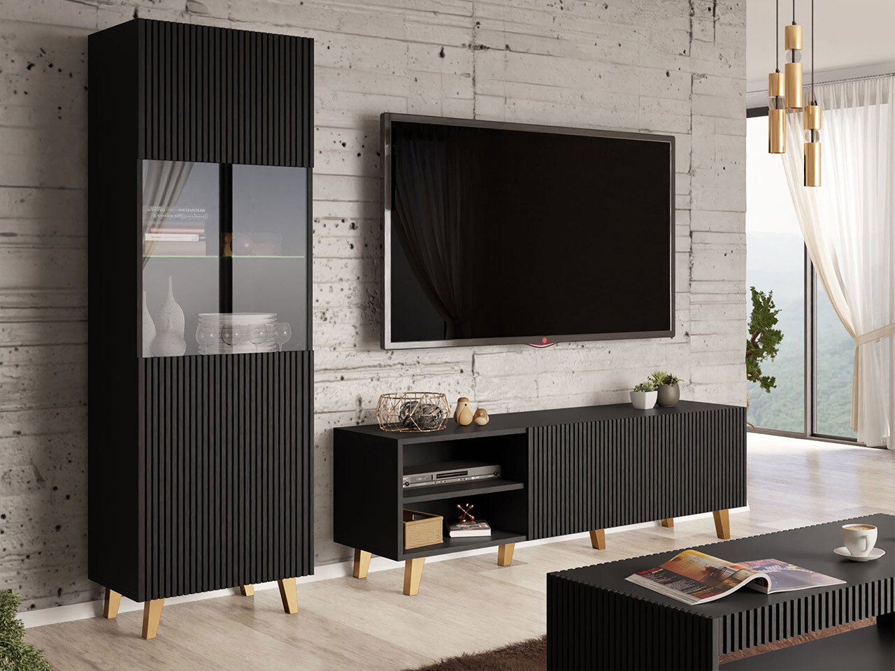 Svetainės komplektas Levmari 110 (Juoda)