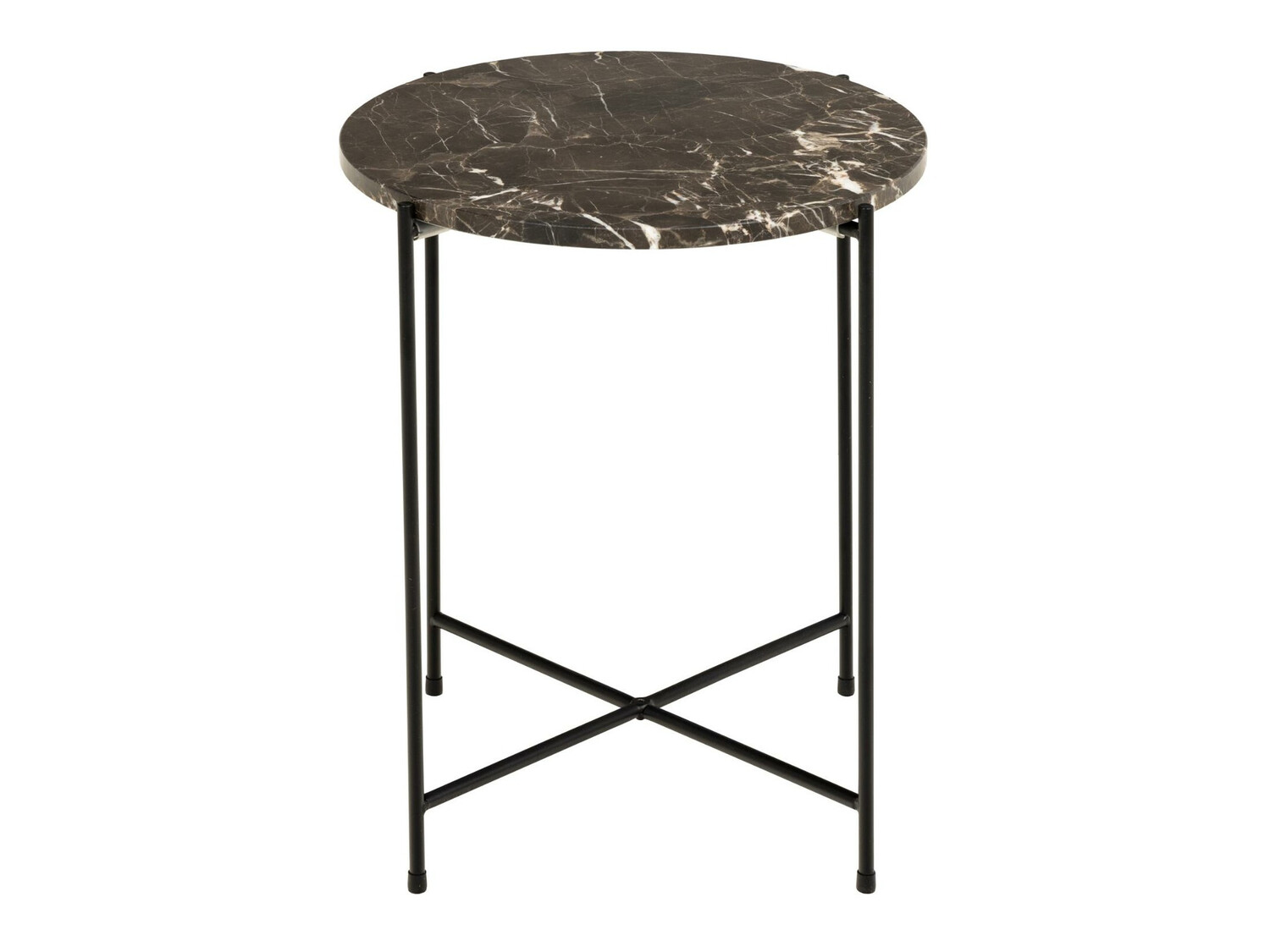 Šoninis staliukas Norsica 609 (Rudas marmuras + Juoda)